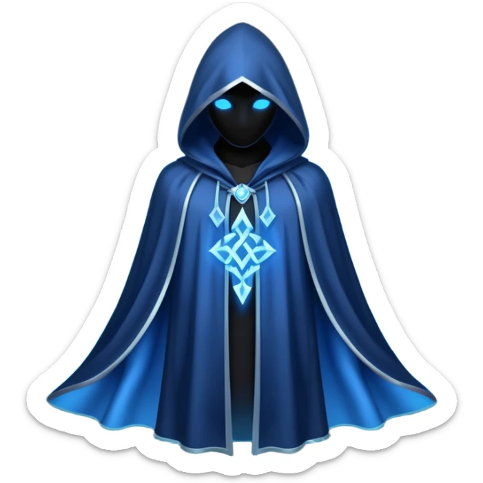 magical hooded cloak object icon, glowing runes on fabric, mystical aura, fantasy cloak, 3D cartoon, mobile game icon style, centered, clean background, no text, no watermark
 
 sticker