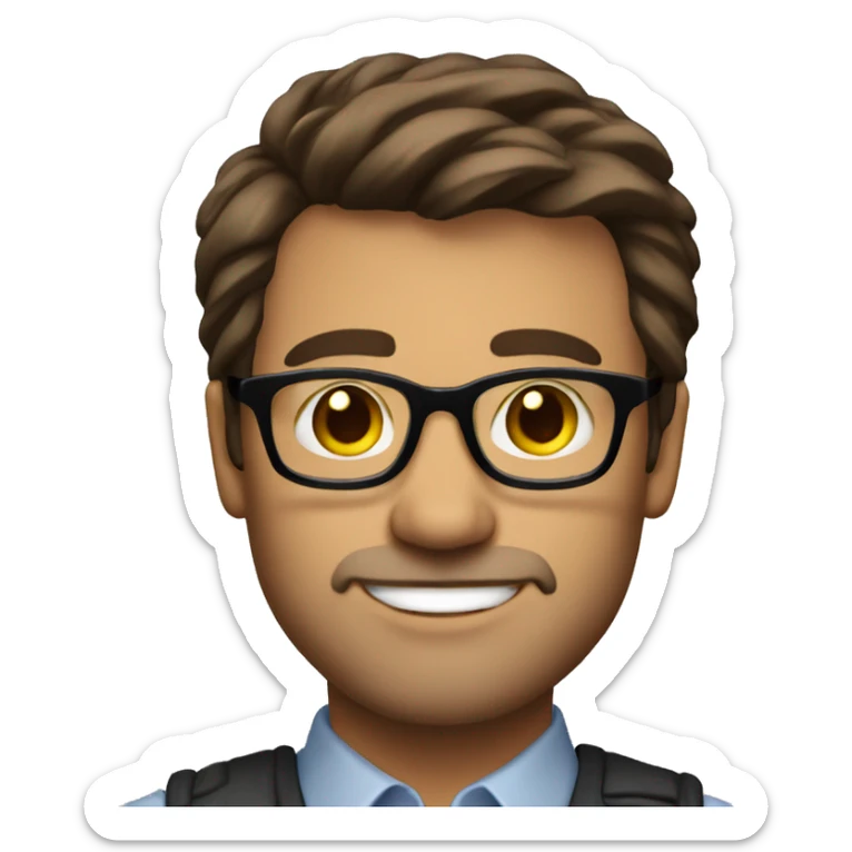ATTRACtive male, 40 years old, short, stylish brown hair, brown eyes, and modern glasses sticker