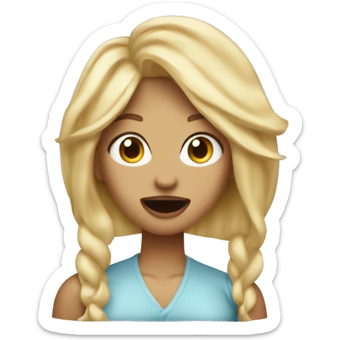 A woman with blonde hair sticking her tongue out  sticker