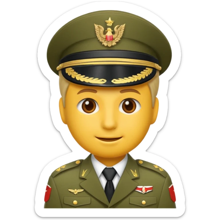 Eine salutierenden Emoji (Hautfarbe: weiß) in Armee Klamotten männlich  sticker