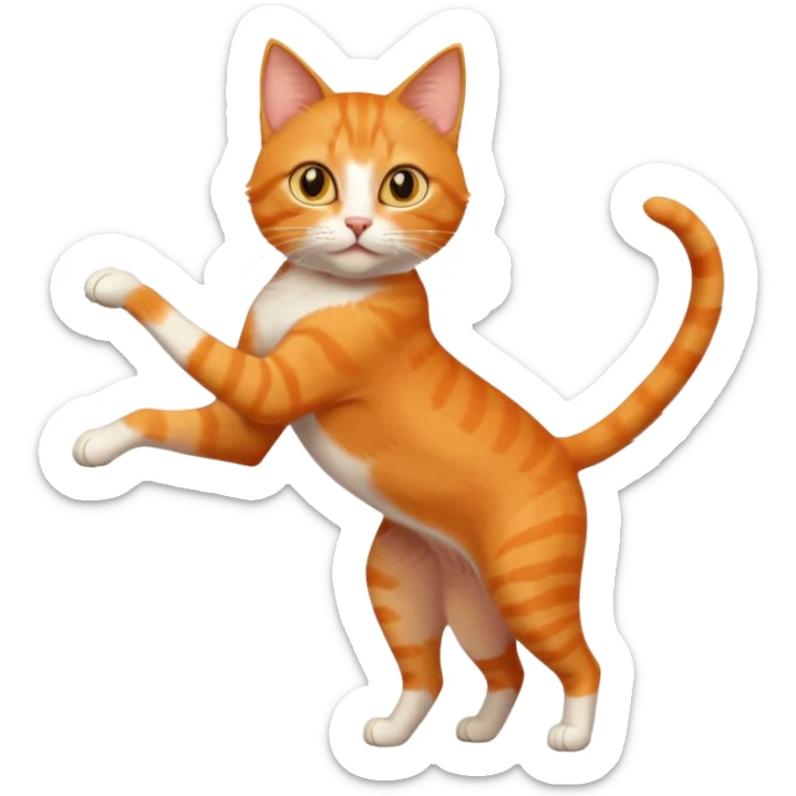 full body solid orange domestic shorthair slim cat with yellow/orange eyes playing sticker