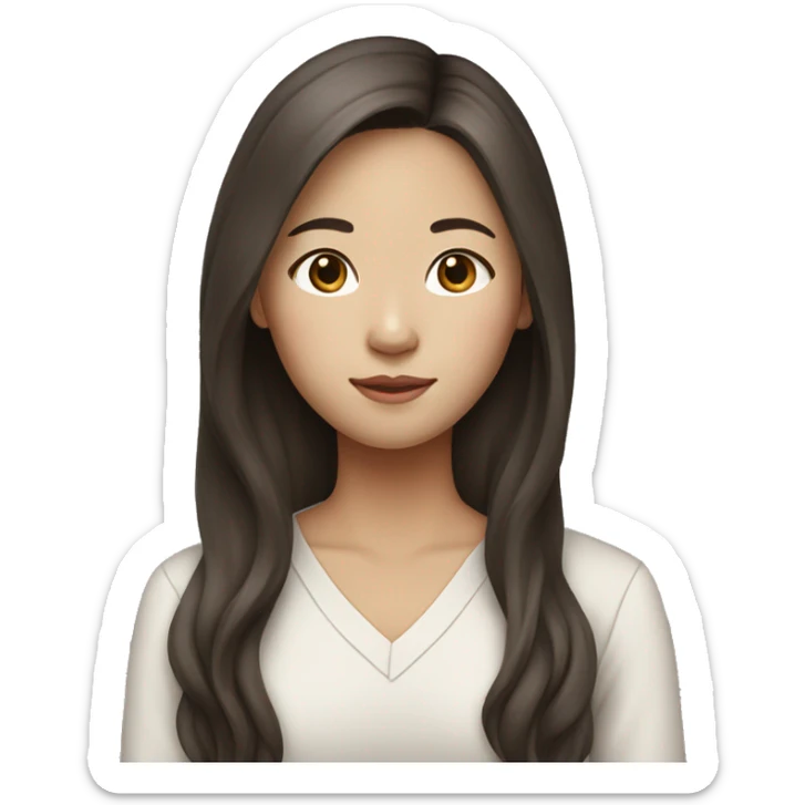42 year old korean American young mom with long brown hair sticker
