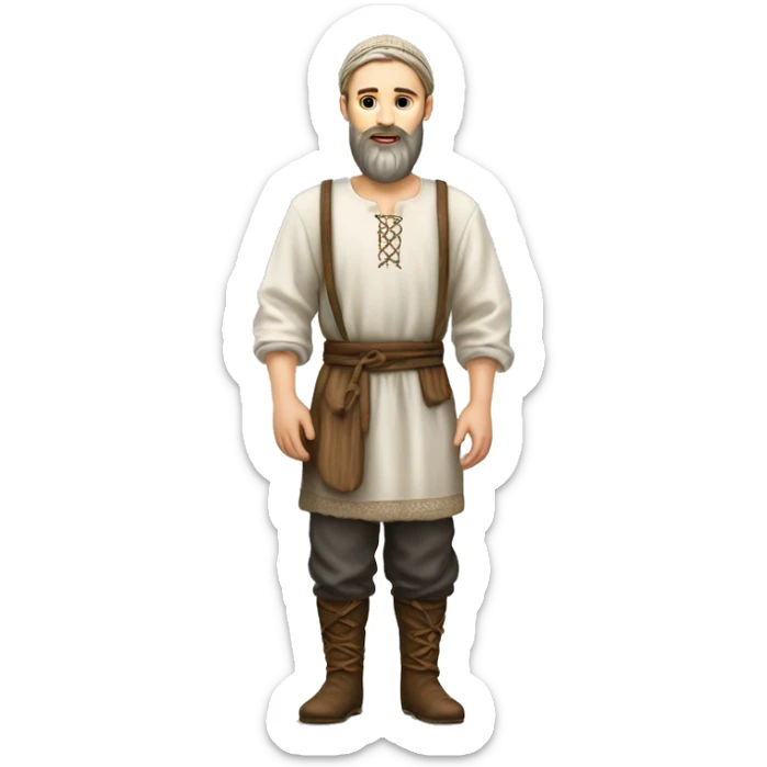 photorealistic white slavic peasant with beard full body, Slavic ethnic clothing sticker