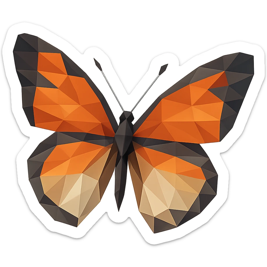 illustration of a butterfly made of geometric shapes in polygonal style sticker