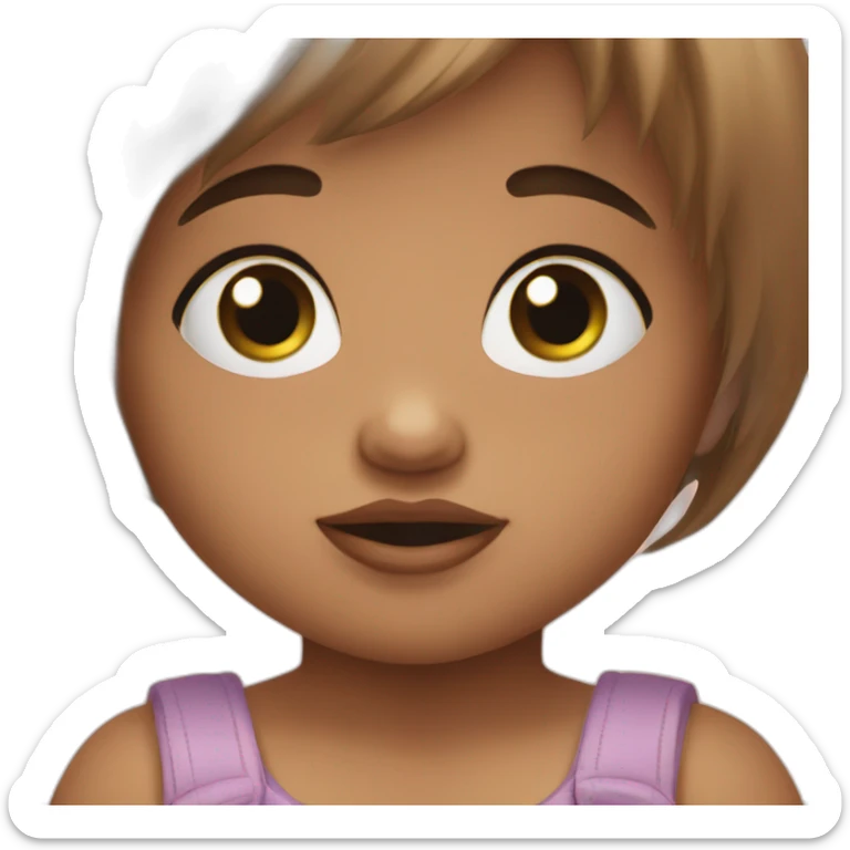 Baby girl with short brown air cut who is hungry sticker