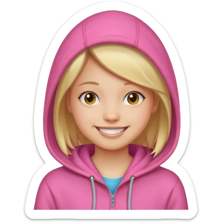 a portrait of girl wear pinkhoodie sticker