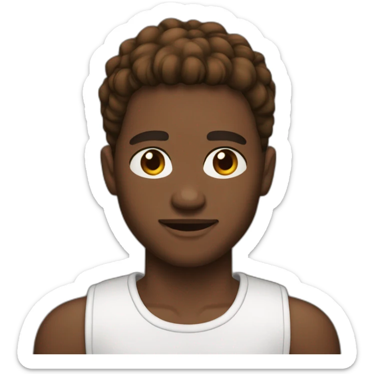 French crop mid fade Brown Hair Young african man emoji sticker