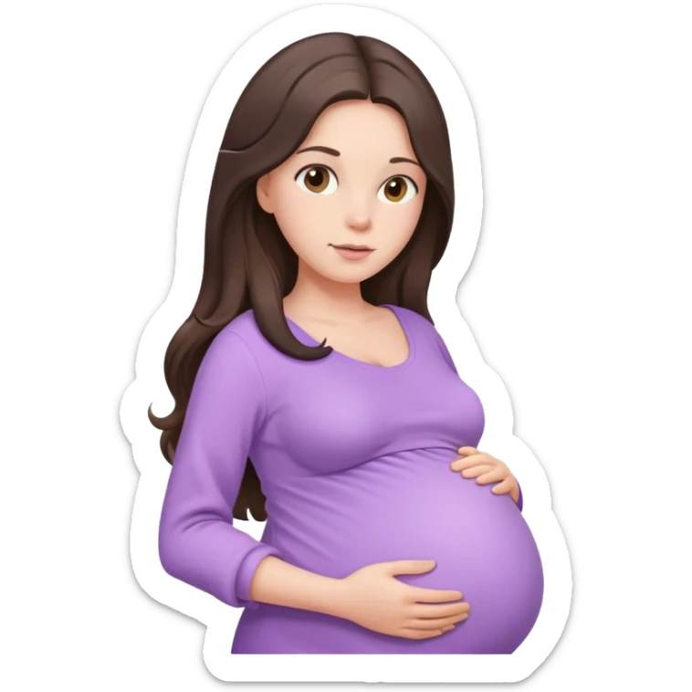 Brunette long hair lady with light purple clothes pregnant sticker