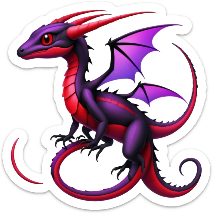 Colorful Neon Black and red and purple Gothic Edgy Tropical Flygon-Aurorus-Salandit-Amaura-Hybrid-Creature sticker