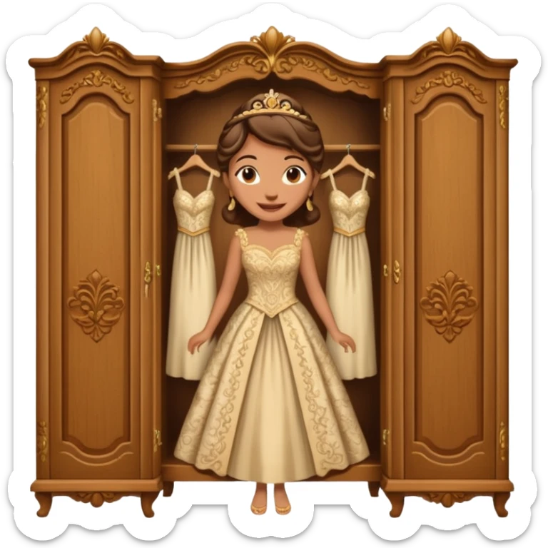 The characters in the fairy tale "Beauty and the Beast" are transformed into a wardrobe lady by magic sticker