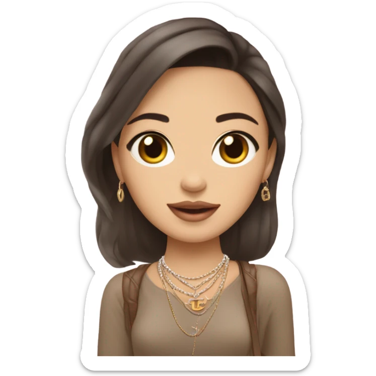 Brunnete Chanel Asian Girl with Birkin bag and Chanel necklace sticker