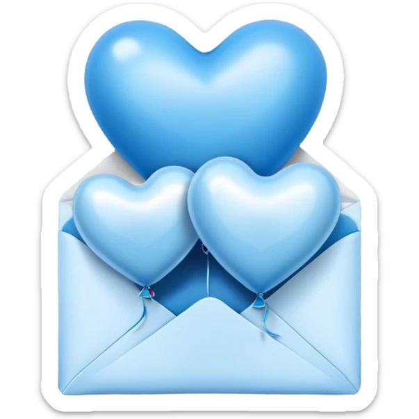 dark blue love letter in pastel blue and perl metallic heart-shaped balloons sticker
