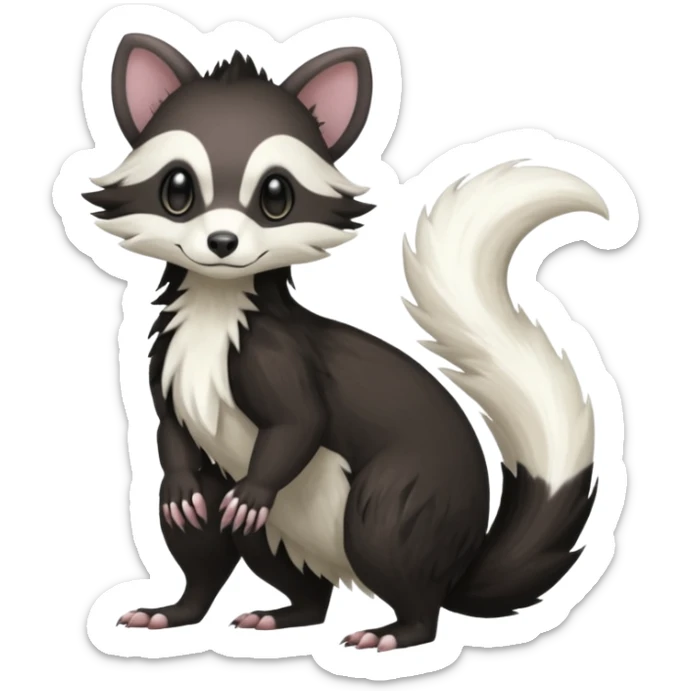 Trico-Sergal-Skunk-Ferret-Furret-Marsupial-Vernid-fusion-Fakemon-animal-hybrid-creature, full body sticker
