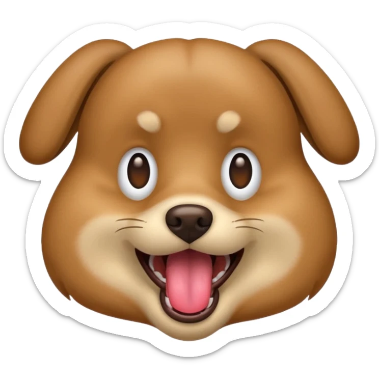 emoji dog dashing with a resume in its mouth, tongue out, excited expression sticker