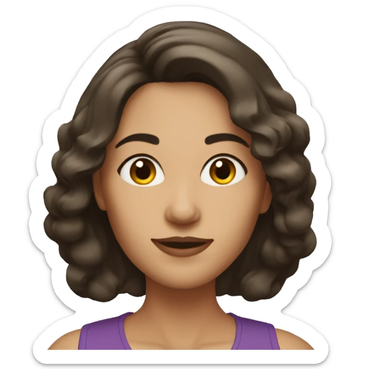 Brunette mature woman mid-length hair black eyes sticker