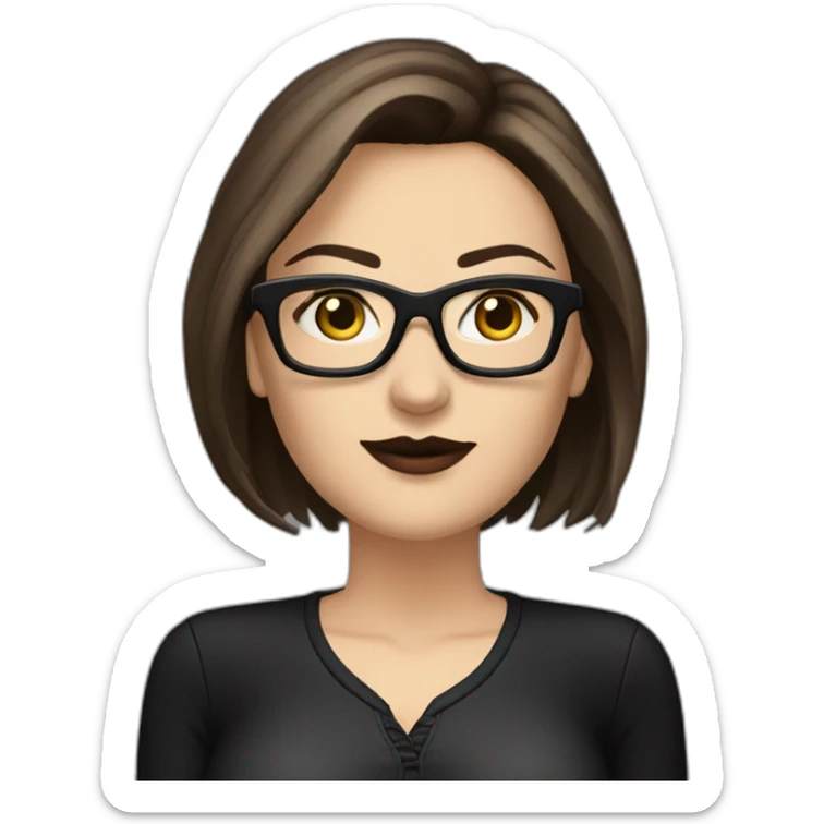 Sexy-Caucasian-Mum-woman-goth-brown-hair-standing-wearing-glasses-plus-size sticker
