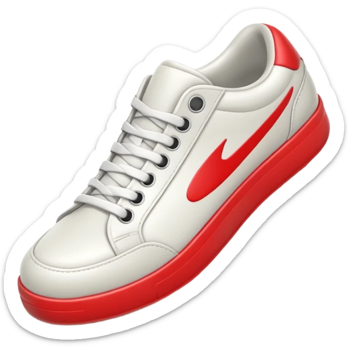 3D Apple-style emoji of a sneaker pressing down on the ground, showing the sole clearly. Rounded, glossy, smooth, soft shadows, white background. sticker