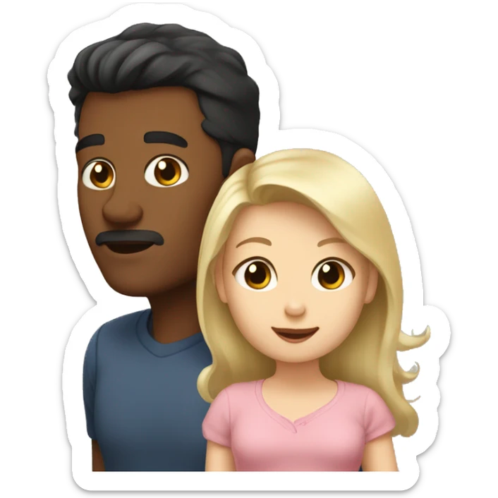 Dad blond hair, mom black hair and little baby brown hair sticker