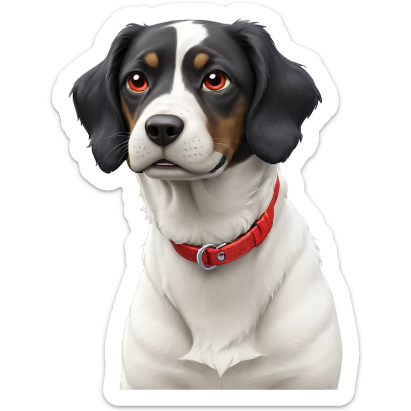 realistic dog with red collar sticker