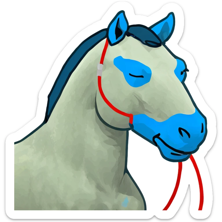 fast electric horse made of electricity, metal plates, bolts, visible blue and red wires, lightning coursing through its body sticker