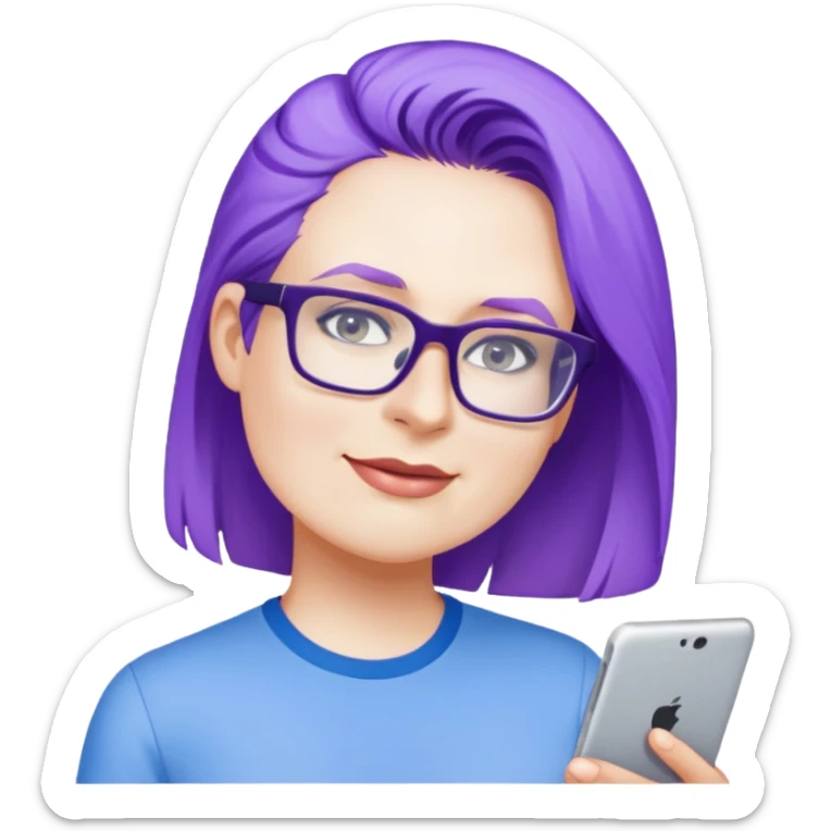 female, wearing blue shirt sticker