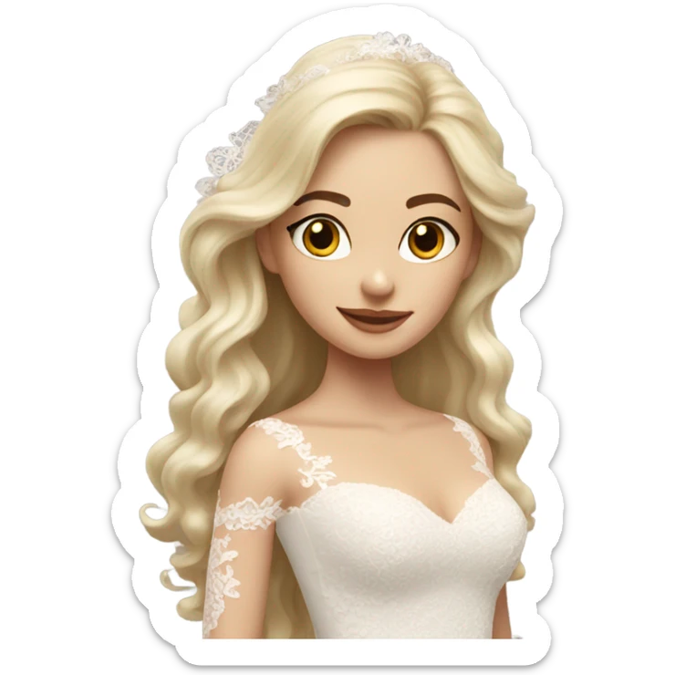 Beautiful finish blonde girl with lace wedding dress sticker