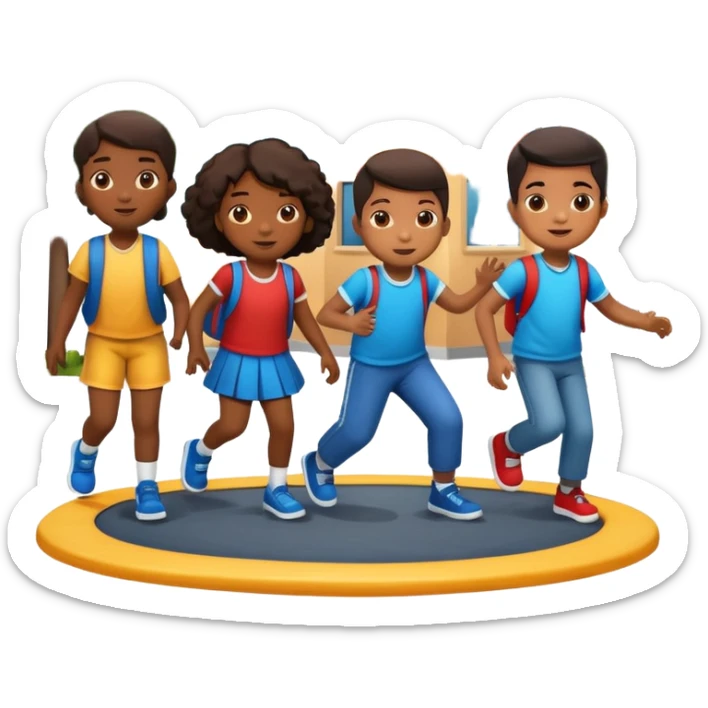 Group of African American kids playing on school playground in urban neighborhood sticker