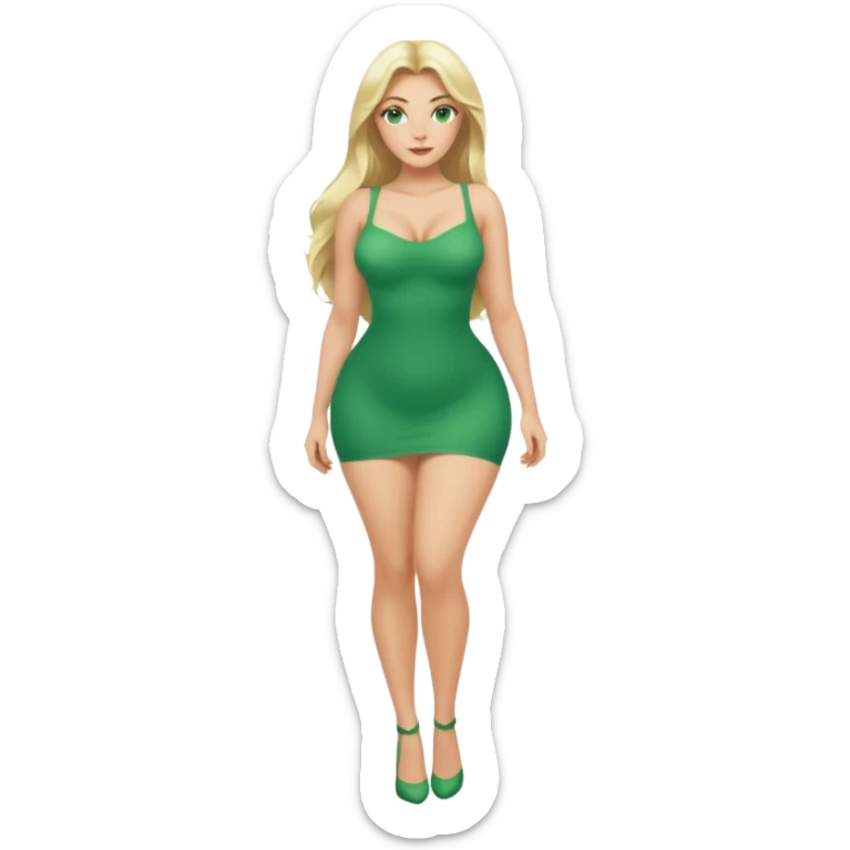 Blonde, green eyed woman with long  hair. She is curvy with a big butt and small breast. She is in sexy clothes nude and full body exposed. She has nice long legs. She is doing sexy pose sticker