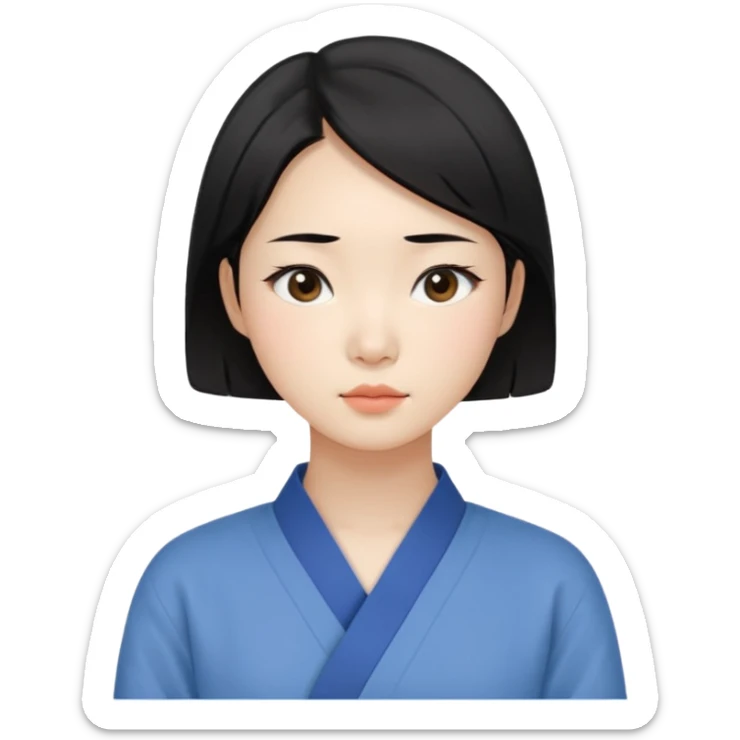 Korean woman, East Asian features,
female human face avatar only,
headshot portrait, face only,
thoughtful and calm expression, sensitive mood,
neutral face, minimal expression,
natural black hair, simple hairstyle,
clean background,
no clothes, no body, no accessories,
no cartoon, no fantas sticker