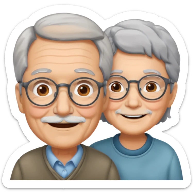 grandparents with glasses and gray hair, grizzle sticker