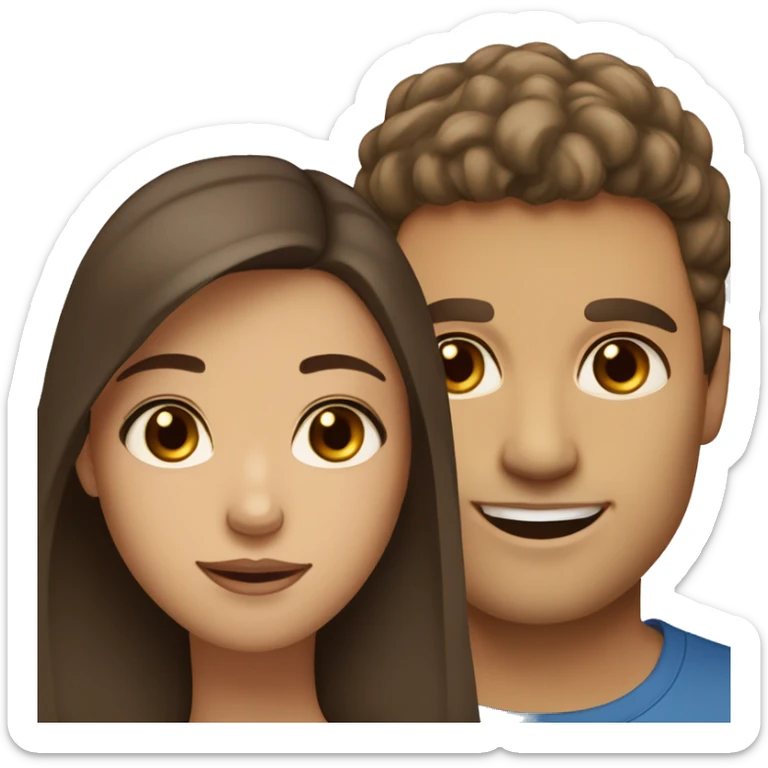 Brown hair brown eyes olive skin woman and brown hair blue eyes white skin man sticker