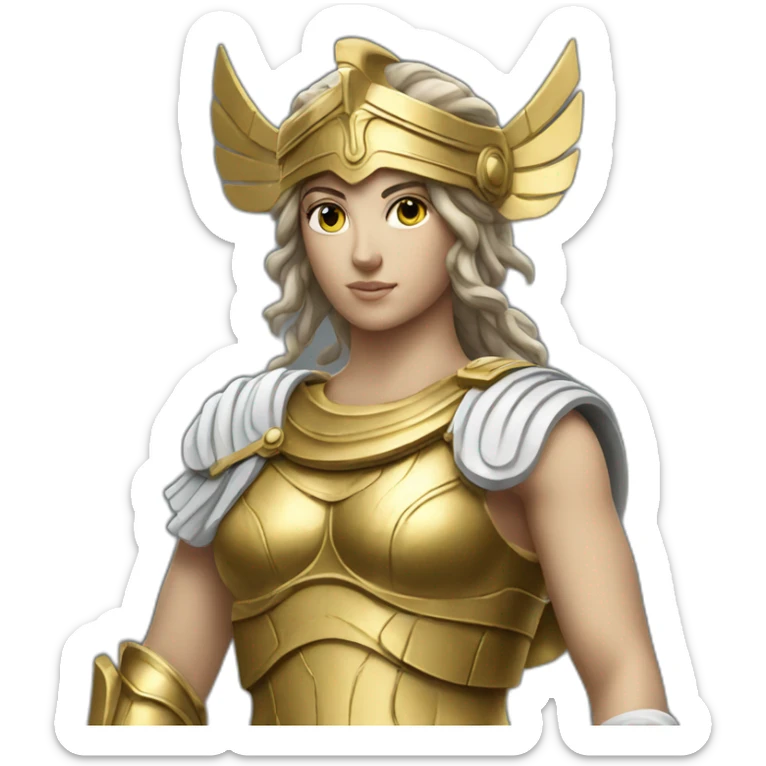 Sculpture of Athena the Greek goddess with her golden armour  sticker