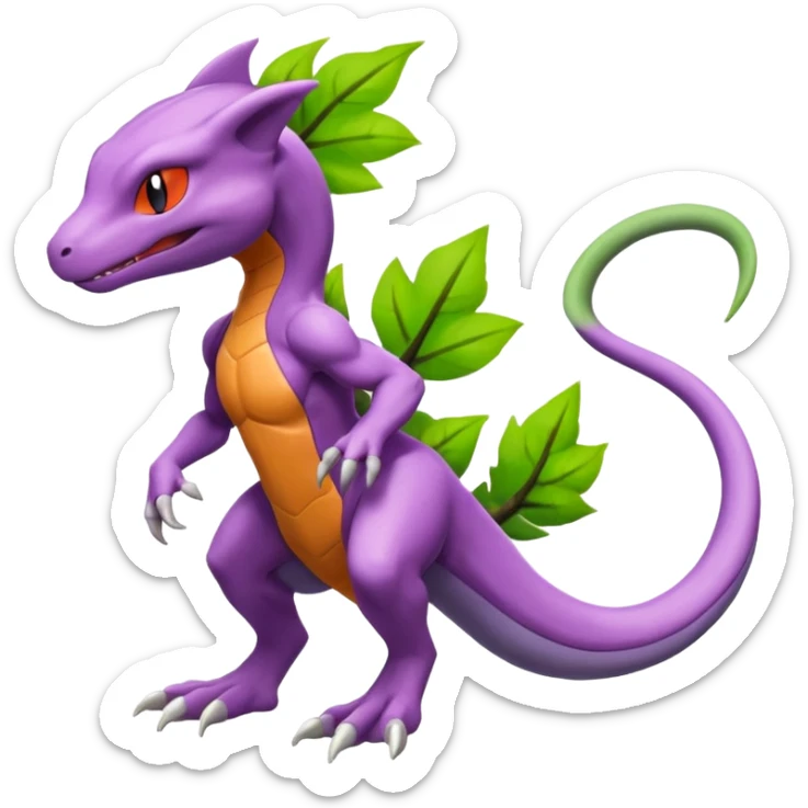 Mewtwo-Salandit-Treecko-Kecleon-Fakémon-Pokémon-hybrid-creature (full body)  sticker
