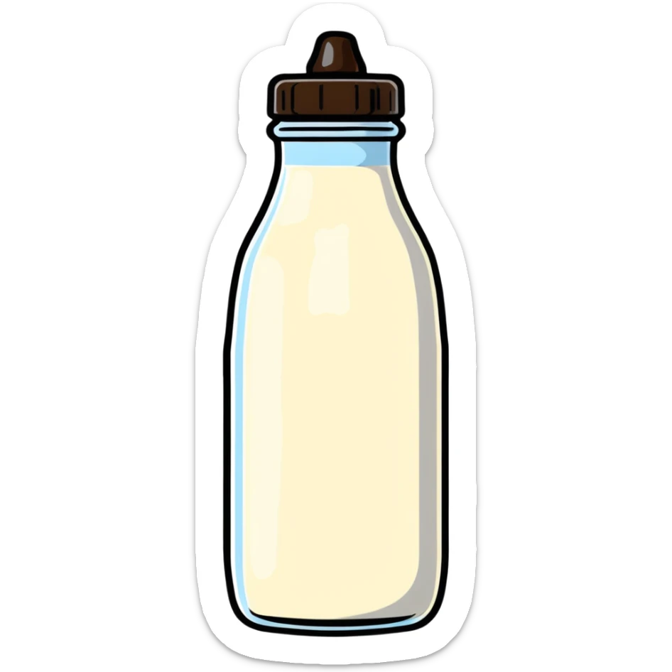 heavenly bottle of pure milk with angelic glow, spiritual nourishment sticker