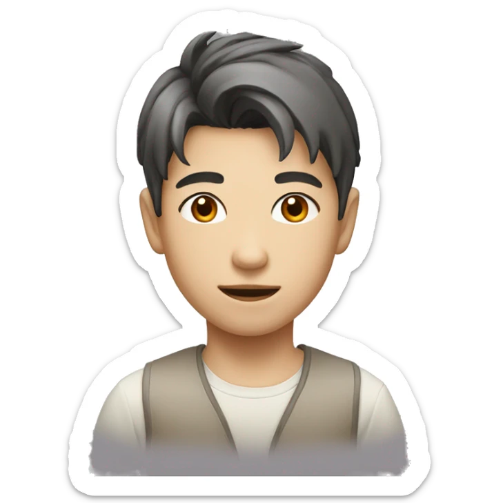 An face of Asian boy with fair skin color and a decent hairstyle  sticker
