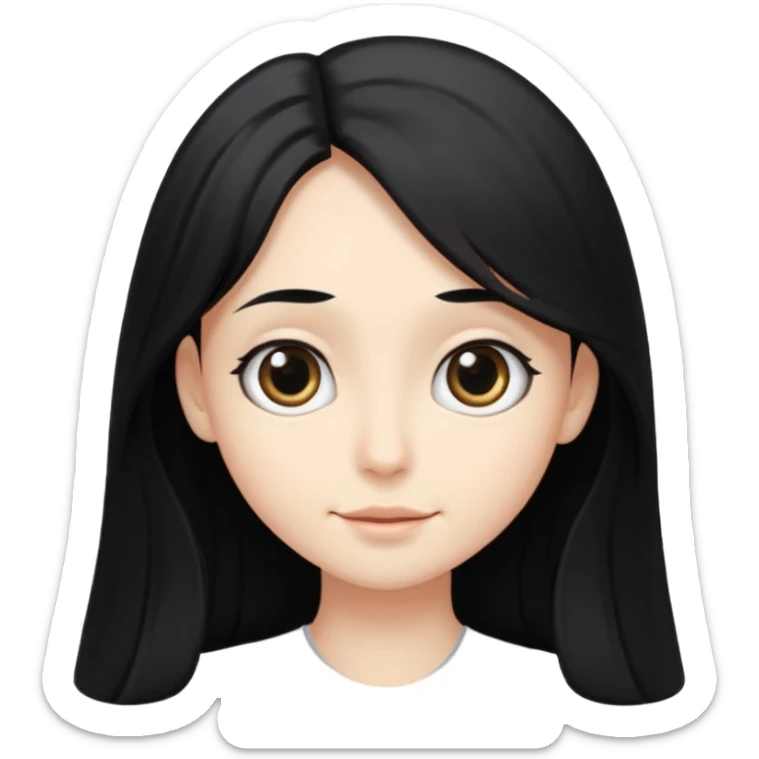 person with long black hair and big but turned to the side  sticker