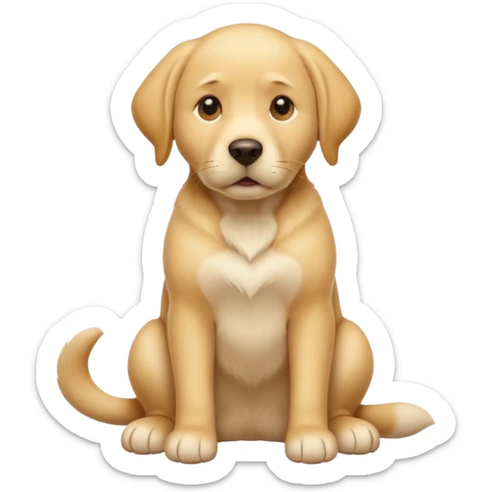 yellow labrador dog full body mimicking thinking emoji, paw on chin, looking up, emoji style sticker