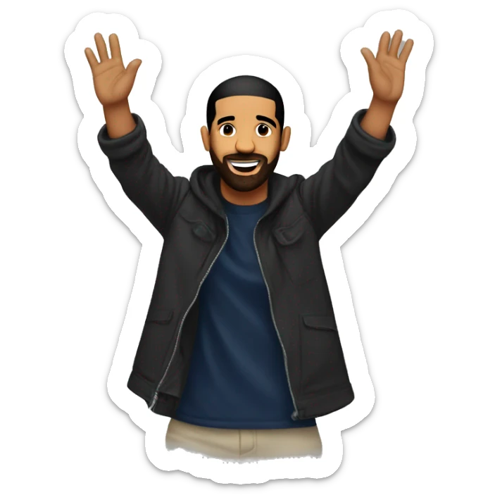 Drake with both hands in the air sticker