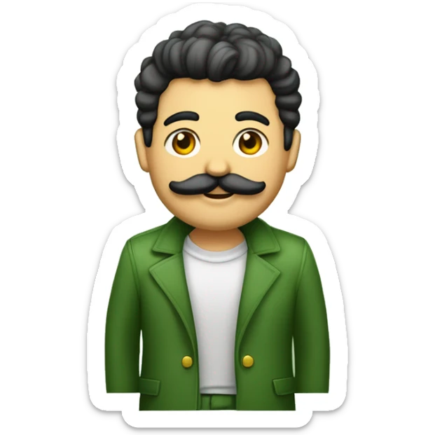 Menino magro com cabelo loiro, bigode fino e barbicha loira com brinco na orelha e boné verde sticker