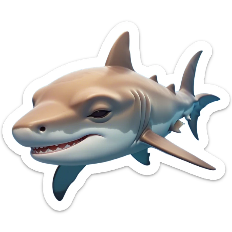 Meme-Worthy Cute Sleeping Hammerhead Shark Portrait Emoji, Head and body resting peacefully with a contented expression, showcasing its uniquely shaped hammerhead with closed, serene eyes and a relaxed, streamlined form, Simplified yet adorably endearing features, highly detailed, glowing with a soft, drowsy ocean light, high shine, relaxed and utterly lovable, stylized with an air of playful laziness, soft glowing outline, capturing the essence of a sleeping hammerhead that feels destined to become the next viral icon of adorable slumber! sticker