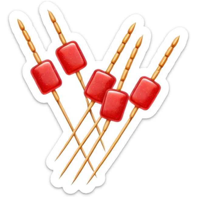 Tanghulu candied fruit skewers with red sugar coating, Chinese street food sticker