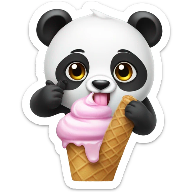Panda eating ice cream sticker