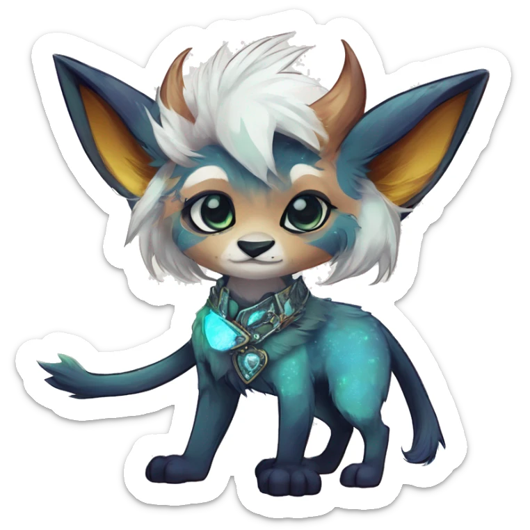 Cool cute Kawaii edgy fantasy shiny animal  fursona Fionbri vernid by griffsnuff & LiLaiRa & Falvie full body sticker