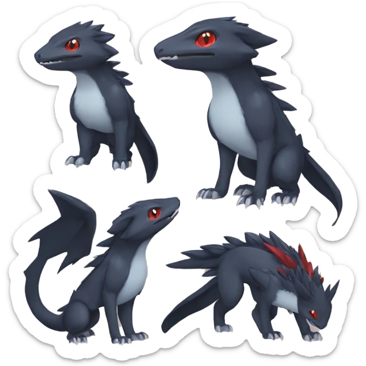 Cute cool black red nargacuga animal hybrid Fakemon full body sticker