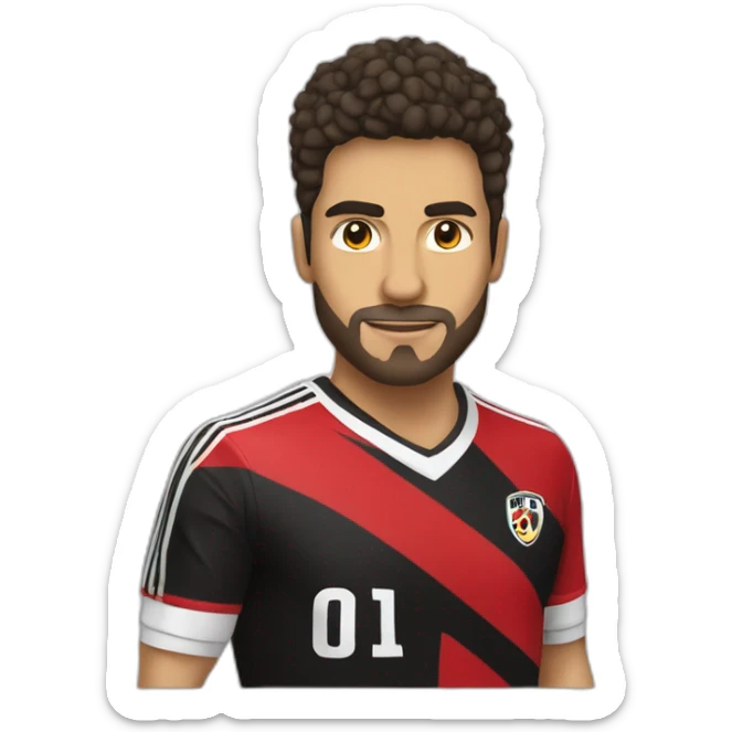 Camiseta fútbol color negro y una franja roja en el centro sticker