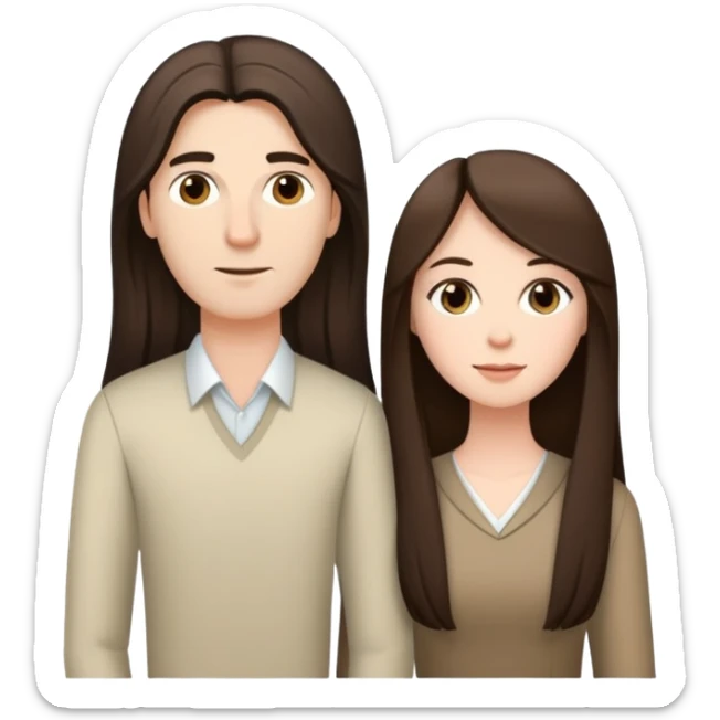 Short brunette wife with long hair next to tall husband sticker