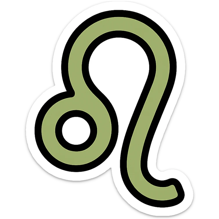 zodiacal Leo sign, olive green color, clean and modern icon style sticker