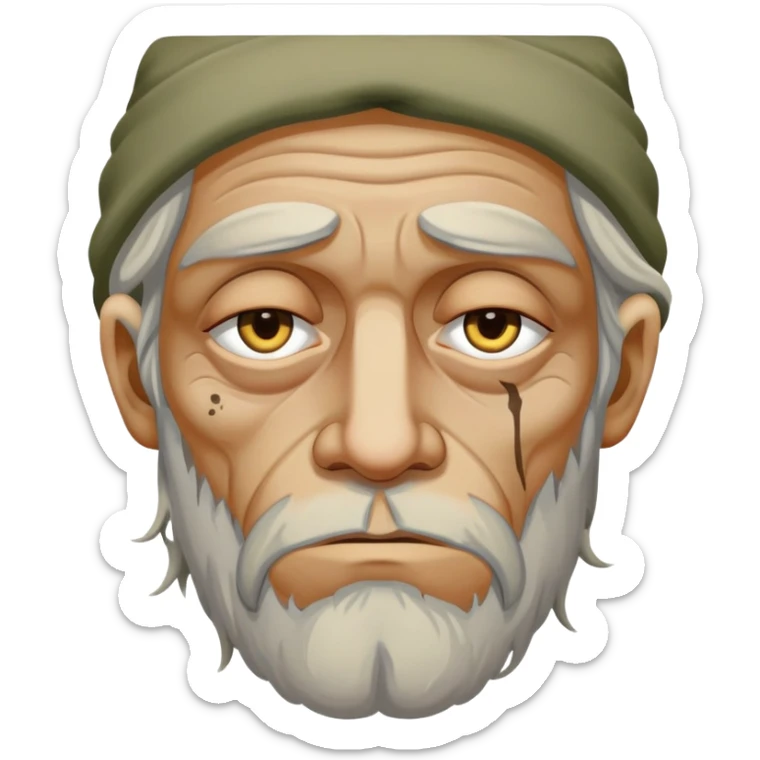 Homeless dirty man High on drugs no sleep veiny eyes sticker