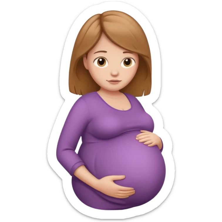 very heavily pregnant overdue woman with very large belly sticker