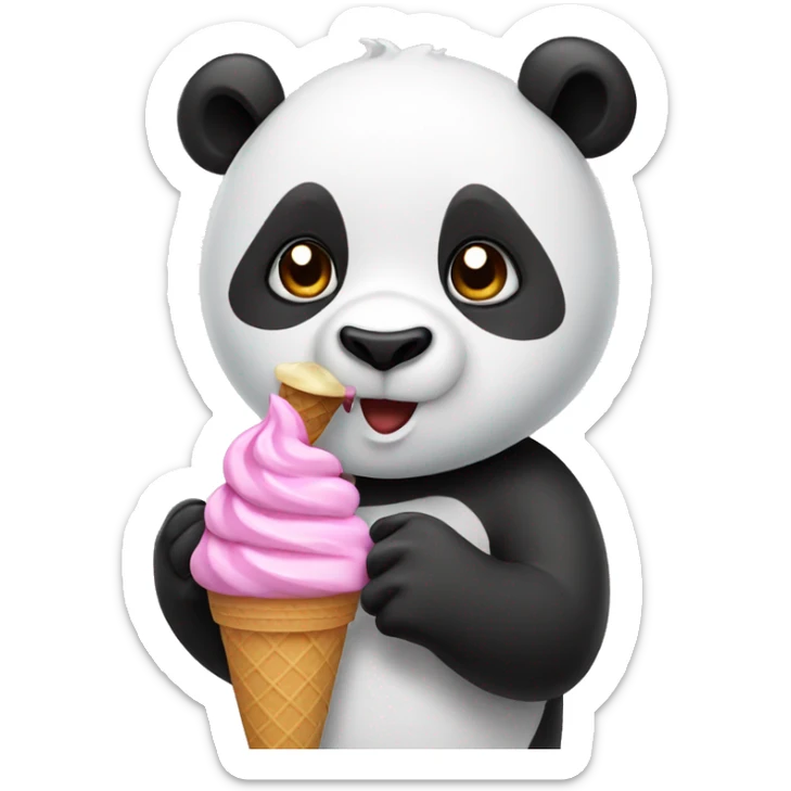 Panda eating ice cream sticker